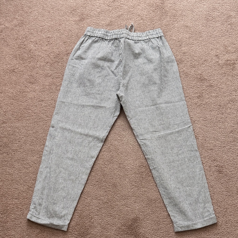 J. Crew Factory Women's Black and White Striped Cropped Linen Pants - Picture 6 of 11